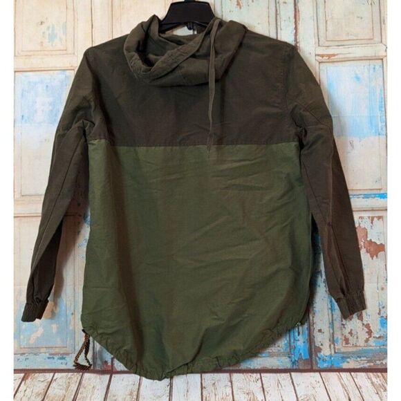 Modern Amusement Mens Size Medium Green Long Sleeve Hooded Windbreaker Jacket - Picture 7 of 11